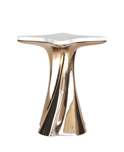 Table d'appoint moderne Bellatrix de MSMD Studio, base en bronze poli, plateau en verre foncé, meubles de salon de luxe, entièrement assemblés - Product Image 5