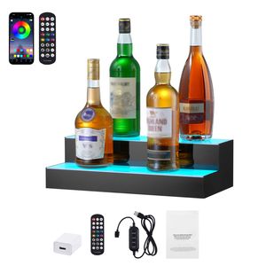 Espositore Illuminato a LED a 2 Livelli da 16 Pollici in Acrilico per Bar Domestico, Scaffale Commerciale Illuminato per Whisky e Liquori - Product Image 4