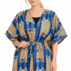 Vestido Maxi Bohemio para Mujer, Cuello en V, Manga Murciélago, Cintura Alta, Lazo Delantero, Estampado Animal, Vestido de Verano para Vacaciones - Product Image 3