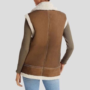 Chaleco Elegante de Piel de Oveja Marrón Vintage para Mujer, de Cuero Genuino - Product Image 2