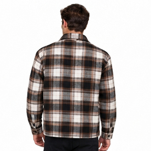 <b>Men</b> Plaid Flannel Shirt <b>Jacket</b> Turn Down Collar Casual Cotton Top Long Sleeve Autumn Wear <b>Checkered</b> <b>Jacket</b> <b>Men's</b> - Product Image 3