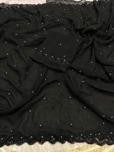 Sari de Georgette de Diseño Exclusivo con Blusa Elegante, Moderno y Estilizado, Última Moda India, para Fiestas, Casual, para Mujer - Product Image 4