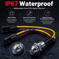 Indicateur de signal LED RVB adressable 12V étanche IP67, chrome 5mm, pré-câblé, WS2812B pour le style des camions et l'utilisation industrielle