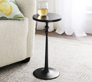 Refined Cast Aluminum <b>Bar</b> <b>Table</b> Slim Turned Pedestal Round Top Matte Black Finish Strong Base Compact Elegant Space Saver - Product Image 2