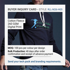 Sudadera con Capucha Gráfica de Fútbol para Hombre, Forro Polar de Algodón 260 GSM, Capucha con Cordón Ajustable, Colores Personalizados, Marca Privada - Product Image 6