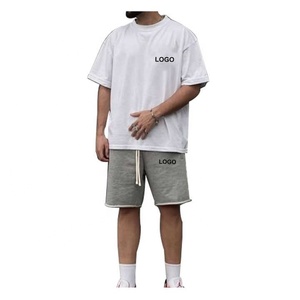 2025 nuevo Conjunto de camiseta y pantalones cortos para hombre, ropa de calle de algodón Premium con opciones de logotipo personalizado, camisetas para gimnasio y Fitness - Product Image 1