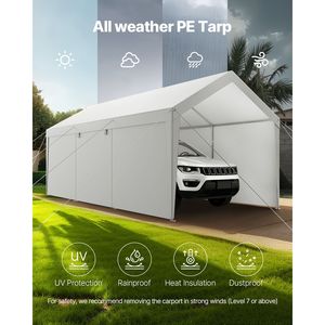 Tettoia per Auto e Camion 12 X 20 FT Resistente per Esterni con Pareti Laterali Rimovibili e Porta, Resistente ai Raggi UV, Portatile - Product Image 6