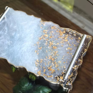 Large Epoxy Resin Tray With Edge Grip For <b>Kitchen</b> <b>Decor</b> Handmade Art Resin Tray With Handle Dust For Luxury Look - Product Image 1