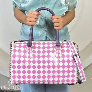 Elegante Bolso Grande a Cuadros Speedy para Mujer, Bolso de Viaje de Cuero Hecho a Mano, Bolso de Moda, Bolso de Diseño para Uso Diario - Product Image 1