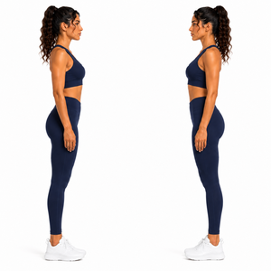 Women Racerback Yoga Set High Waist Leggings Sports Bra Fitness Gym Workout Activewear Set - Product Image 2