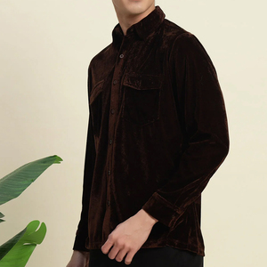 เสื้อเชิ้ตกำมะหยี่ผู้ชาย ดีไซน์หรูหรา สัมผัสนุ่มสบาย แฟชั่นทันสมัย แขนยาว - Product Image 4