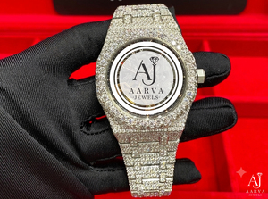 Montre mécanique de luxe Ice Cube, analogique, or blanc, bracelet en cristal, cadran de 28 mm, incrustation de diamants, style bijoux de cérémonie - Product Image 3