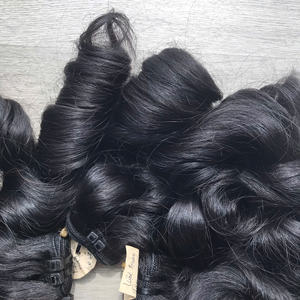 Extensiones de cabello humano vietnamita de alta calidad al por mayor 100% rizos hinchables y extremos doblemente dibujados para tejer - Product Image 4