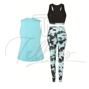 Conjunto de Yoga de 3 Piezas para Mujer con Logotipo Personalizado de Nuevo Diseño, Conjunto de Yoga de Secado Rápido para Mujer, Conjunto de Yoga Transpirable de 3 Piezas para Mujer - Product Image 3