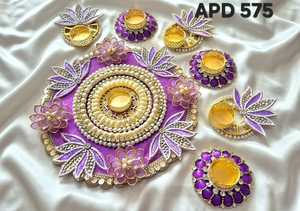 Rangoli de mesa para decoración de Diwali |   Alfombra Decorativa Diya para Decoración del Hogar |   Centro de Mesa Festivo Tradicional para Uso en Puja - Product Image 2