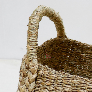 Panier en jonc de mer tressé à la main, écologique, bac de rangement naturel pour le linge et les jouets - Product Image 5