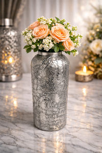 Jarrón de flores de metal de diseño artesanal con capa de raíz y acabado dorado antiguo para decoración del hogar y bodas, jarrón de mesa. - Product Image 5