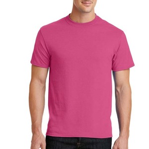 Camiseta Casual de Manga Corta para Hombre, Corte Regular, Color Rosa Sólido, Cuello Redondo, 100% Algodón Jersey, Diseño Liso - Product Image 4