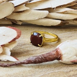 Latest High Demand Minimalist Red Glass <b>Statement</b> <b>Ring</b> Boho Brass Jewelry For Women 18k Gold Plated Dainty Wholesale <b>Ring</b> - Product Image 5