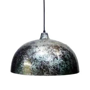 Lámpara colgante de techo interior de hoja de metal con acabado de textura gris Diseño simple Forma redonda para iluminación Precio al por mayor
