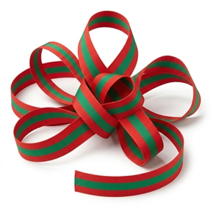 ริบบิ้นโกรเกรนลายทางสีแดงเขียวขายส่ง สำหรับทำโบว์ติดผม ห่อของขวัญ งานฝีมือ DIY เย็บปักถักร้อย ตกแต่ง ประดับตกแต่ง - Product Image 1
