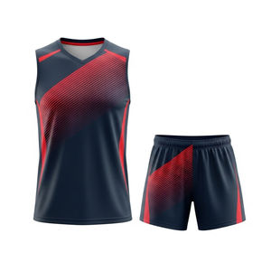 Conjunto de Uniforme de Voleibol con Camiseta sin Mangas y Pantalones Cortos con Degradado de Color, Uniforme de Competición de Poliéster para Entrenamiento de Equipos Juveniles - Product Image 1