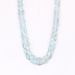 Collier classique en aquamarine naturelle à double rangée, bijoux de mode unisexe - Product Image 1