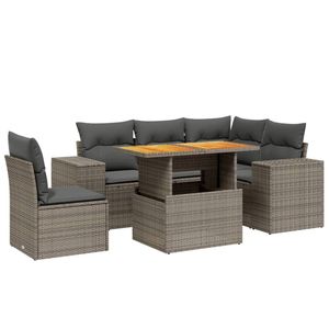Set Divano da Giardino in Rattan Grigio 6 Posti Resistente alle Intemperie Arredamento da Esterno Design Contemporaneo - Product Image 2