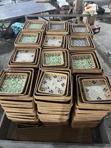 ถาดหวายธรรมชาติเวียดนาม วัสดุสานด้วยมือ สำหรับเสิร์ฟอาหารเช้า เครื่องดื่ม ขนม ผลไม้ ชา กาแฟ และภาชนะบนโต๊ะอาหารร้านอาหาร - Product Image 6