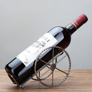 Porte-bouteilles à vin en fer antique, présentoir en métal pour la décoration de la maison - Product Image 4