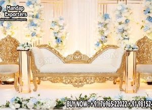 Conjunto de Sofás para Escenario de Boda Tallados en Plata Estilo Real, Muebles de Boda Clásicos de Estilo Francés, Elegante Conjunto de Sofás de Respaldo Bajo para Escenarios de Boda - Product Image 6