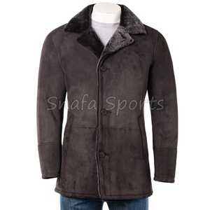 High Quality Genuine <b>Sheepskin</b> Long Leather <b>Jacket</b> for Men with Stand Collar Real Fox Fur Cuffs Winter <b>Jackets</b> For Men - Product Image 2