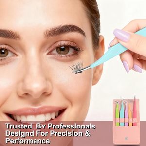 Juego de 5 Pinzas para Pestañas de Acero con Alto Contenido de Carbono, Pinzas de Alta Precisión Rectas y Curvas para Extensión de Pestañas, para Principiantes - Product Image 2