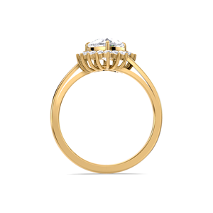 IGI Certified Heart Cut Lab Grown Diamond Halo Engagement & Wedding <b>Ring</b> in 18K Yellow / White And Rose Gold - Product Image 3