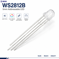 Ampoule LED adressable WS2812B 5mm à lentille diffuse, 5V RGB, LED pixel intelligente pleine couleur avec IC intégré, lentille diffuse de type chapeau de paille 120 °