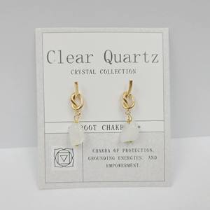 Fashion Raw Stone Earrings Gemstone Birthstone Crystal Drop Earrings Knot Amethyst Garnet Earrings Jewelry - Product Image 2