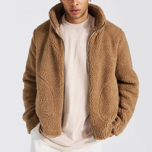 Vêtements pour hommes avec couleur contrastée personnalisée, manteau en fausse fourrure Sherpa d'hiver, veste en polaire flanelle, veste en polyester pour hommes - Product Image 1