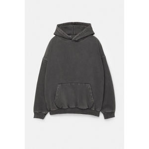 Sweat à capuche ample en jersey de coton brossé épais, délavé style vintage, à manches longues, coupe décontractée, avec cordon de serrage et finition délavée - Product Image 5