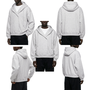 Sudadera con Capucha para Hombre, Corte Recto, Cierre de Botones, Transpirable, 100% Algodón, 340 GSM, Color Sólido, Estilo Tejido Francés para Invierno - Product Image 6