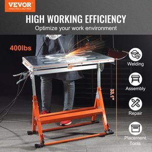 Banco da Lavoro per Saldatura con Dimensioni 76x51 cm e Capacità di Carico di 180 kg, Banco Pieghevole in Acciaio con Fessure da 2,8 cm e Ruote - Product Image 2