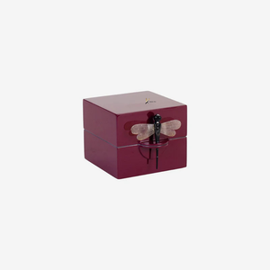 Boîte de rangement en laque bordeaux avec poignée libellule, étui décoratif fait à la main pour accessoires de maison - Product Image 4