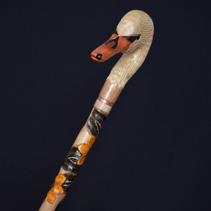 Luxury Hand Carved Wooden <b>Swan</b> <b>Head</b> Walking Stick Handmade Eco-Friendly Rustic Design Retirement Gift Outdoor Use - Product Image 2
