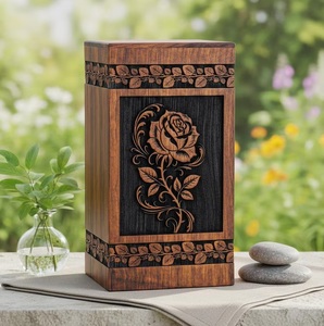 Handcrafted Eco-Friendly Rosewood & Resin Cremation Urn <b>for</b> Baby & <b>PET</b> Engraved Floral Remembrance Ocean Heart Design Handmade - Product Image 2