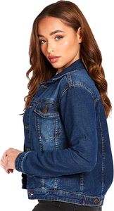 Chaqueta vaquera de alta calidad para mujer, clásica, azul, informal, de algodón, con botones, a la moda, estilo urbano, elegante, para uso diario. - Product Image 3