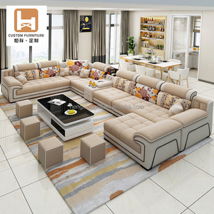 صالة غرفة معيشة عصرية 7 مقاعد على شكل U أريكة مقطعية على شكل L أريكة وحدات - Product Image 6