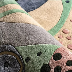 Tapis de prière et de salon en laine de Nouvelle-Zélande et Tencel, tufté à la main, à poils longs, abstrait, de qualité supérieure, doux et durable, couleur pastel - Product Image 2