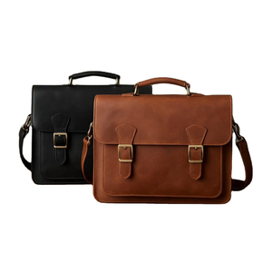 Maletín de cuero para negocios, multifuncional, con bolsillos, logotipo personalizado, de lujo, duradero, estilo vintage, de cuero genuino, para portátil. - Product Image 4