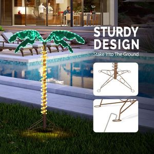 Luci LED a Forma di Albero di Cocco da 120 cm con 189 Luci, IP67, Luce Bianca Calda, Corpo in Alluminio, Alimentazione DC e AC, Telecomando, Decorazione - Product Image 6