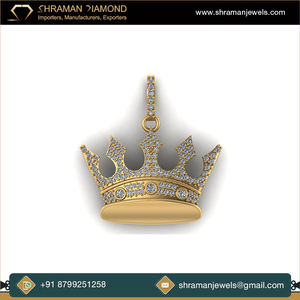 Trendy Fashion Icy 10K <b>Solid</b> <b>Gold</b> Custom Iced Crown Statement Necklace Lab Grown Diamond Charm <b>Pendant</b> Hip Hop Fine Unisex Gift - Product Image 5