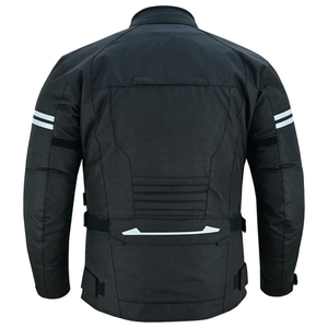 Men's <b>Black</b> Motorcycle <b>Jacket</b> Stand Collar Zipper Closure Moto Biker Style Windproof Autumn Wear Regular Fit - Product Image 3